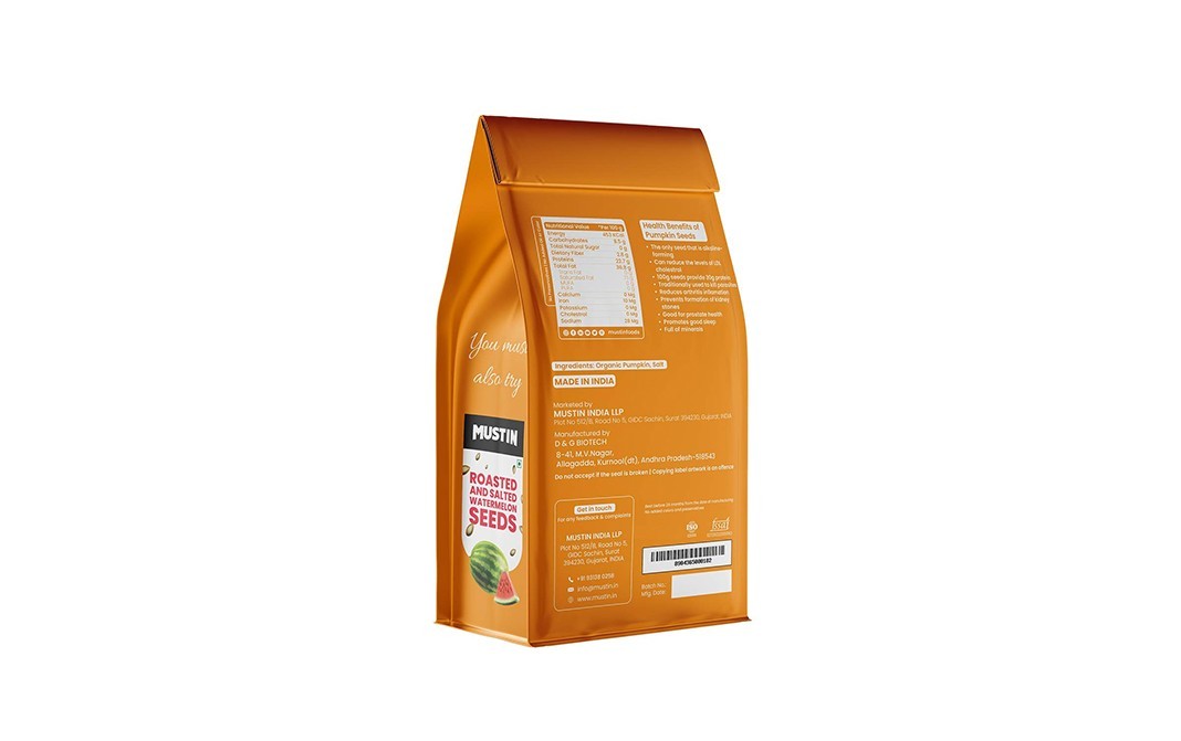 Mustin Roasted And Salted Pumpkin Seeds   Pack  250 grams